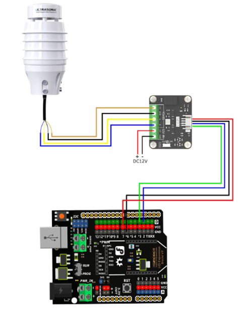 Mechanical Drawing - DFRobot SEN0658 Ultrasonic 9-in-1 RS485 Weather Sensor